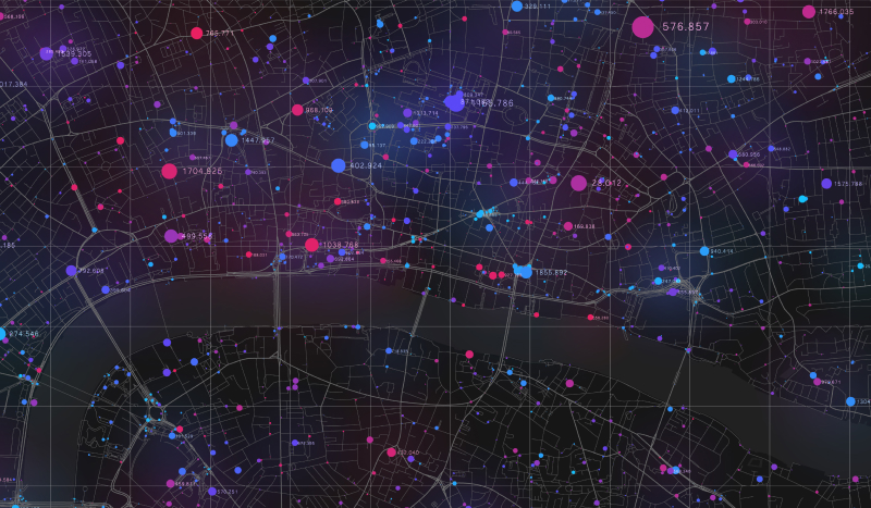 Hartă cu puncte de localizare într-un dashboard